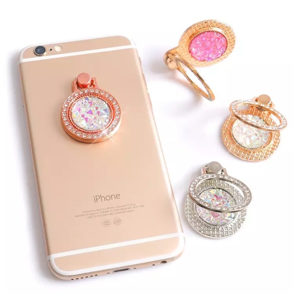 Luxury Finger Ring Diamond Floral Smartphone Holder